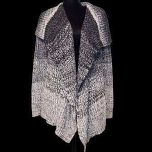 Blu Pepper Women's Black White Ombre Cardigan Sweater Asymmetrical Size Small